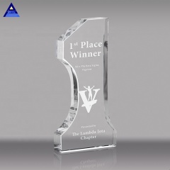 Premio de trofeo de cristal número 1 en blanco de impresión de moda para premio de campeón