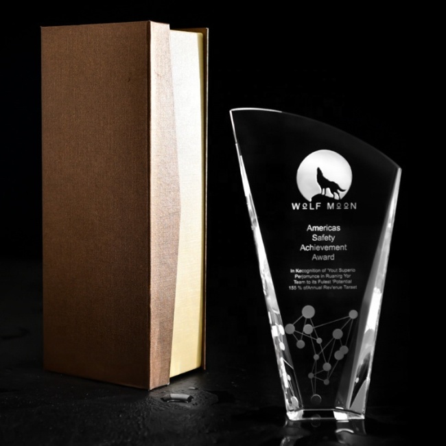 Laser Engraved Logo K9 Clear Crystal Plaque And Shield Crown Blank Block Glass Obelisk Crystal Trophy Award