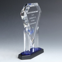 Récompense de saphir clair en forme de diamant de cristal pour le cristal de trophée de diamant de cadeau d'entreprise
