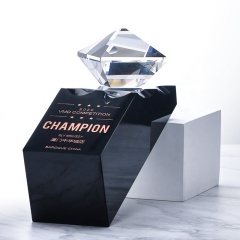 Ventes chaudes de haute qualité K9 Block Black Crystal Award Diamond Crystal Trophy