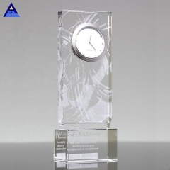Personalized Optical Crystal Clock Cube Rectangle Large Star Time Crystal Desk Clock