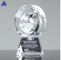 Trofeo de anillo de forma global de cristal en movimiento de precio de fábrica al por mayor