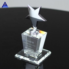 Récompense de cristal d'étoile d'argent en verre de conception unique de haute qualité personnalisée