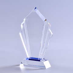 Premio del cristal del espacio en blanco del trofeo de la forma rómbica del servicio del OEM de la fábrica de China con la base