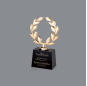 black  trophy cube with metal gold Olive branch peace world  Crystal Trophy