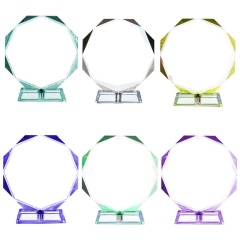 2021 nouveau Design optique Transparent octogonal K9 blanc cristal verre trophée personnalité personnalisé cristal prix trophées