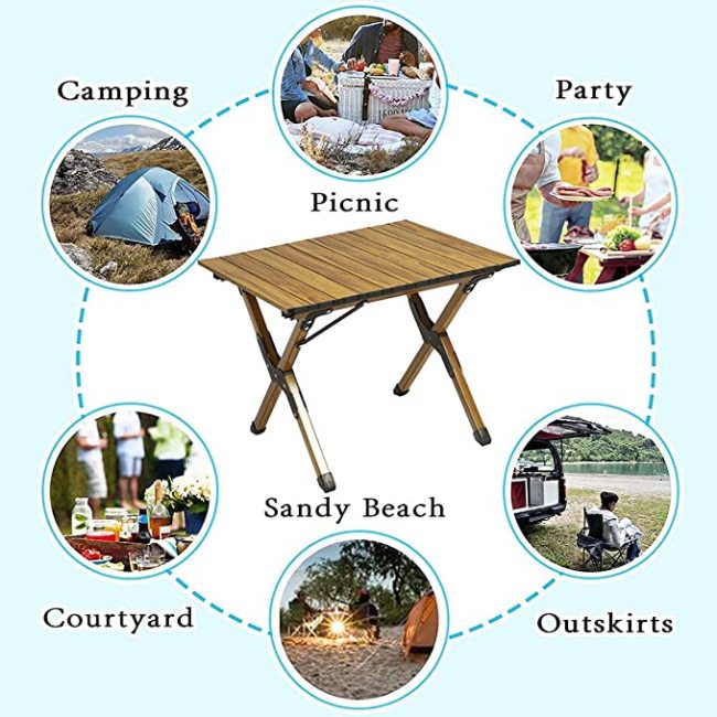 BNcompany aluminum foldable camping egg roll table for outdoor picnic Lawn Garden and supermarket