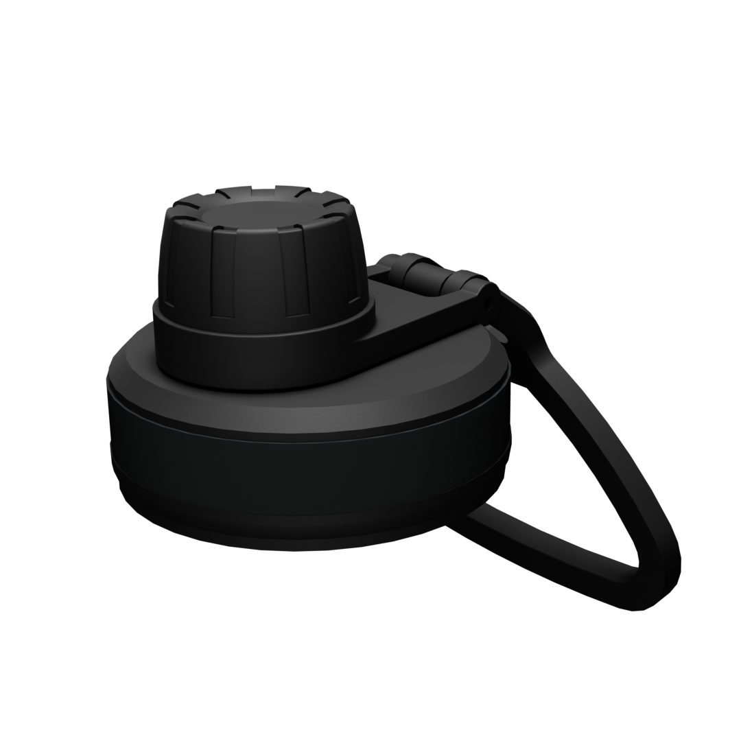 Black screw-top lid with spout and detachable ring handle