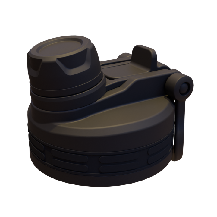 Black knob-style sealed cup lid with side clip