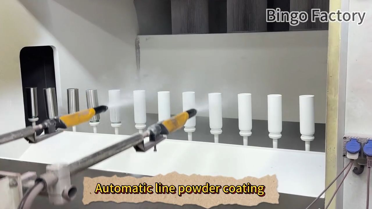 Welcome to our factory. This is our fully automatic powder coating line, designed to deliver stable quality, high efficiency, and premium finishes for stainless steel drinkware.