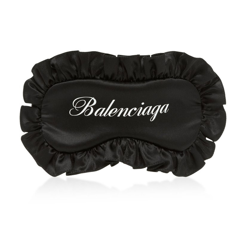 Logo Print Silk Eye Mask in Black More Joy